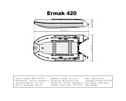 Лодка BIG BOAT ЕРМАК 420 НДНД Бело-Серая