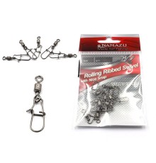 Вертлюг с застежкой Namazu ROLLING RIBBED SWIVEL WITH NICE SNAP р.4 test-43кг катаный 10шт