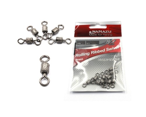 Вертлюг Namazu ROLLING RIBBED SWIVEL, латунь, цв. BN, р. 4, test-29 кг (уп.10 шт)