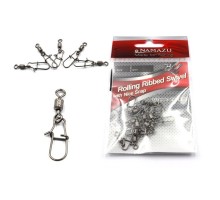 Вертлюг с застежкой Namazu ROLLING RIBBED SWIVEL WITH NICE SNAP, цв. BN, р. 14, test-4 кг, катаный (уп.10 шт)