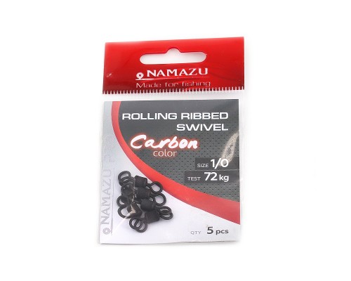 Вертлюг Namazu Pro ROLLING RIBBED SWIVEL латунь р.1/0 test-72 кг 5шт Астана