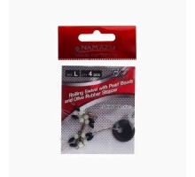 Стопор с вертлюгом Namazu ROLLING SWIVEL PEARL BEADS AND OLIVE RUBBER STOPPER  р. L 4шт