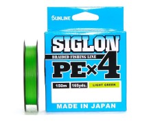 Шнур Sunline Siglon PEx4 150м #1.7/30lb 0,223мм 13кг (цвет светло-зелёный)