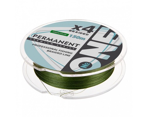 Плетеный шнур №ONE PERMANENT Х4-150 (green) d0.18