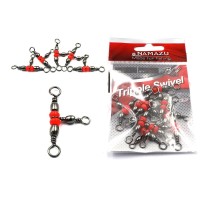 Вертлюг тройной Namazu TRIPPLE SWIVEL, латунь, цв. BN, р. 7 х 9, test-17 кг (уп.10 шт)