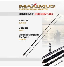 Удилище спин. Maximus RESIDENT JIG 228M 2,28m 7-28g