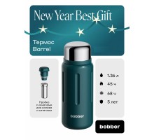 Термос для напитков, вакуумный, бытовой, тм "bobber". Объем 1,36 литр. Артикул Barrel-1360 Deep Teal