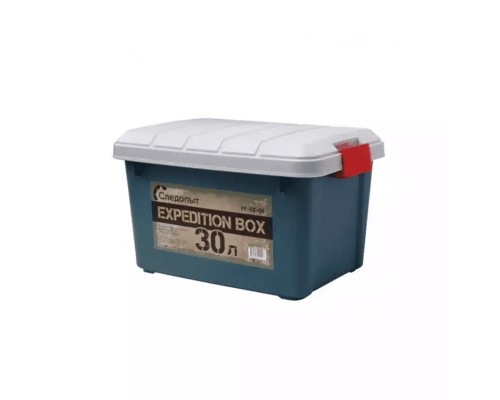 Ящик многофункциональный особопрочный СЛЕДОПЫТ Expedition Box, 30 л, 500х360х320 мм, цв. зеленый/серый