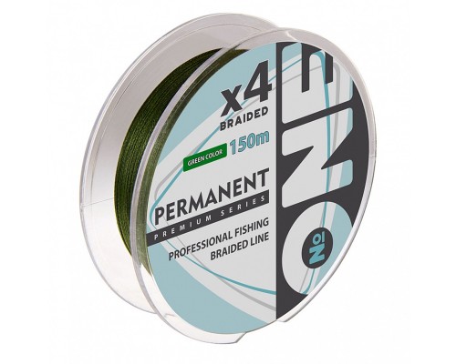 Плетеный шнур №ONE PERMANENT Х4-150 (green) d0.12