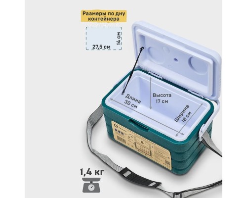 Изотермический контейнер тм "Арктика", 8 л, арт. 2000-10 (аквамарин)