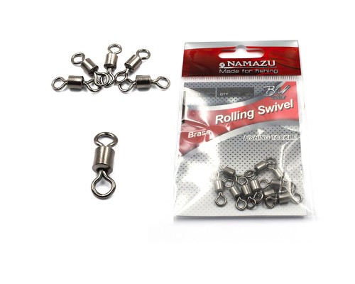 Вертлюг Namazu ROLLING SWIVEL, латунь, цв. BN, р. 5, test-24 кг (уп.10 шт) Астана