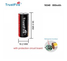 Аккумулятор TrustFire 16340 3.7v 880mah rechargeabe battery with PCB