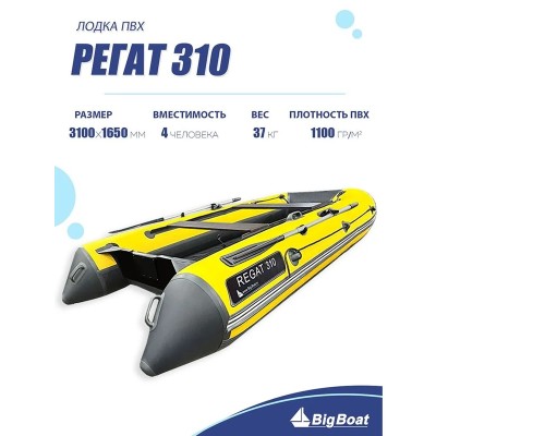 Лодка BIG BOAT РЕГАТ 310 НДНД Серо-Желтая
