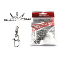 Вертлюг с застежкой Namazu ROLLING RIBBED SWIVEL WITH NICE SNAP, цв. BN, р. 12, test-8 кг, катаный (уп.10 шт)