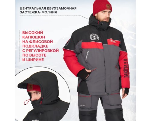 Костюм зимний Alaskan Dakota 2.0 красный/серый/чёрный L