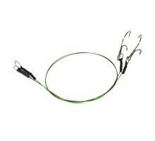 Поводок стальной NAMAZU Leader 1х7 Nylon Coated Green, d-0,42 мм, L-30 см, с живцовым крючком 4715 Double Ryder № 1/0, test- 23 кг (уп. 3 шт.)