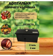 Коптильня двухъярусная 500х250х250 (2.0мм) окрашенная в коробке Т