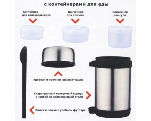 Термос судковый 1500 мл стальной (403-1500) Арктика Астана