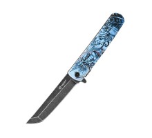 Нож складной "Ganzo" с клипсой, дл.клинка 96 мм, сталь 440А цв. серый самурай