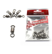 Вертлюг Namazu ROLLING RIBBED SWIVEL, латунь, цв. BN, р. 6, test-19 кг (уп.10 шт)