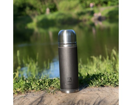 Термос бытовой, вакуумный, питьевой, в кожаной оплетке, чёрный, тм "Арктика", 1000 мл, арт. 108-1000